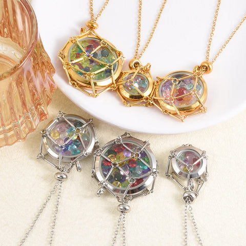 Stainless Steel DIY Stone Collecting Cord Adjustable Holder Collares Jewelry