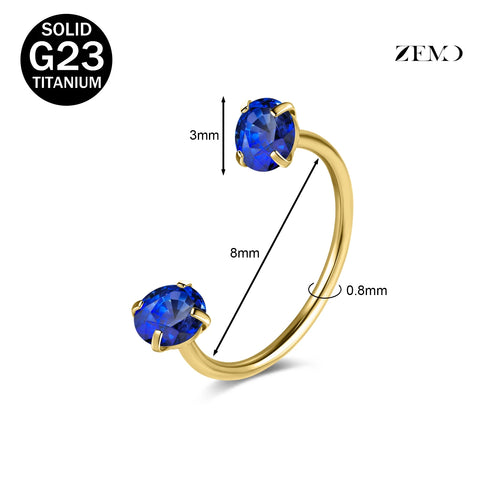 Titanium Steel Horseshoe Nose Rings Double CZ Crystal Screw Septum Rings Helix