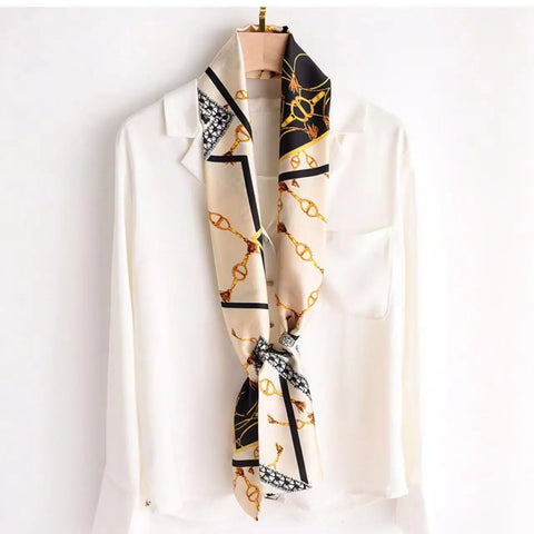Women Fashion Luxury Long Narrow Small Silk Scarves Ladies Headband Headscarve