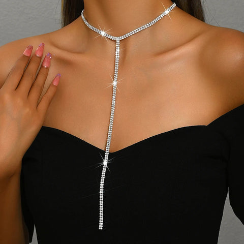 Fashion Shiny Rhinestone Chain Y-Shaped Necklaces