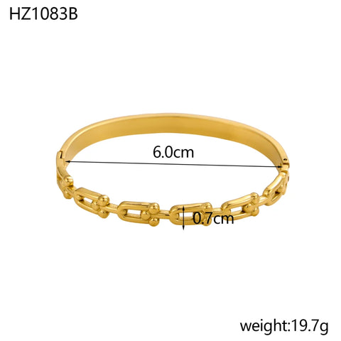 Unique Jewelry High Polish Hip Hop U Shape Horsehoe Bangle Set