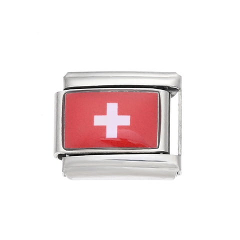 Colorful World Flag Italian Charm Links
