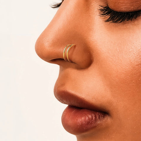 Sterling Silver Pierceing Nose Ring Simple Round Twist Rope Nose Ring Women