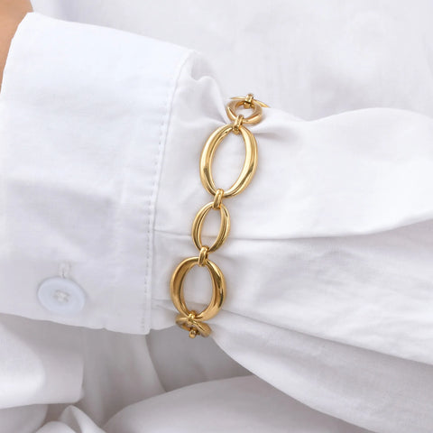 Elliptical Bracelet for Women Hand-made Chain Stainless Steel Bracelets