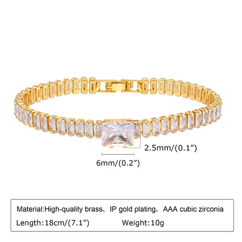 Paperclip Chain Bracelet 14K Gold Plated Cubic Zirconia Watch Strap