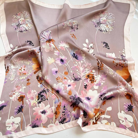 Print Silk Square Scarf Women Soft Satin Horse Hairband Neckerchief