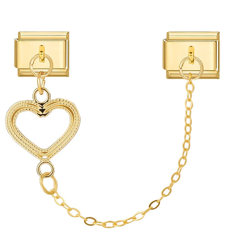 Golden Chain Heart Flowers Butterfly Charm Link