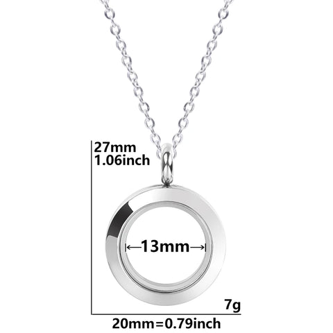 Round Living Memory Photo Relicario Locket Pendant Floating Charms Picture Necklaces