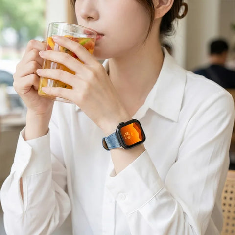 Denim Tie-Dye Strap for Apple Watch Band 49MM/44/40/41MM/38/42/45mm Women's Canvas Strap