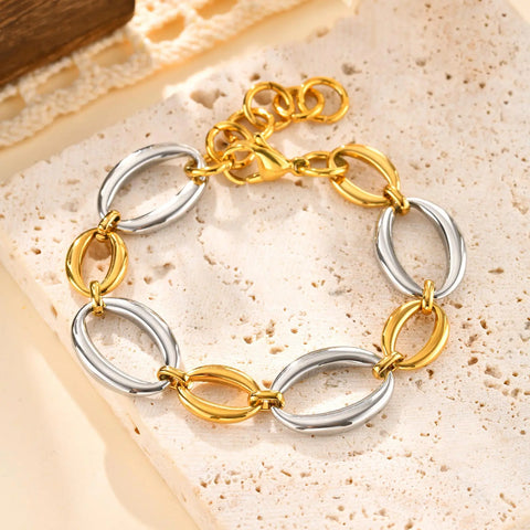 Elliptical Bracelet for Women Hand-made Chain Stainless Steel Bracelets
