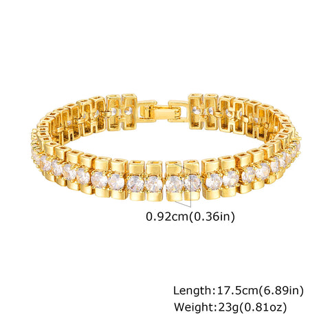 Paperclip Chain Bracelet 14K Gold Plated Cubic Zirconia Watch Strap