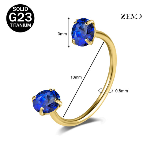 Titanium Steel Horseshoe Nose Rings Double CZ Crystal Screw Septum Rings Helix