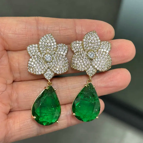 Bilincolor Fashion Cubic Zirconia Orange Oval Drop Earring for Women