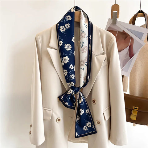 Women Fashion Luxury Long Narrow Small Silk Scarves Ladies Headband Headscarve