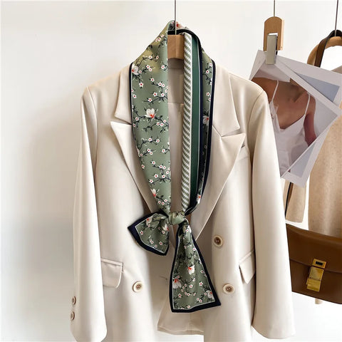 Women Fashion Luxury Long Narrow Small Silk Scarves Ladies Headband Headscarve