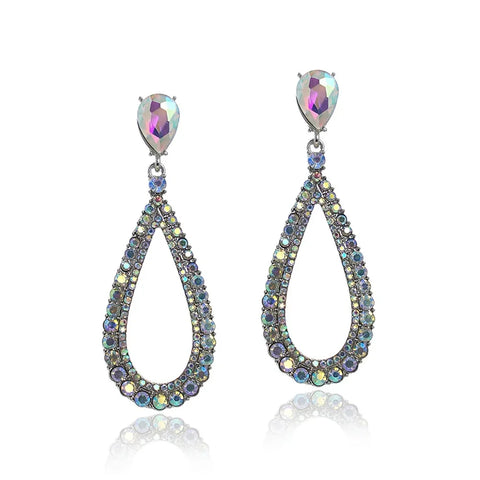 Hollow out Full Diamond Classic Designer Waterdrop Diamond Embedded Earrings
