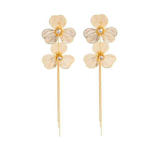 Romantic Long Tassel Petal Drop Earring For Women