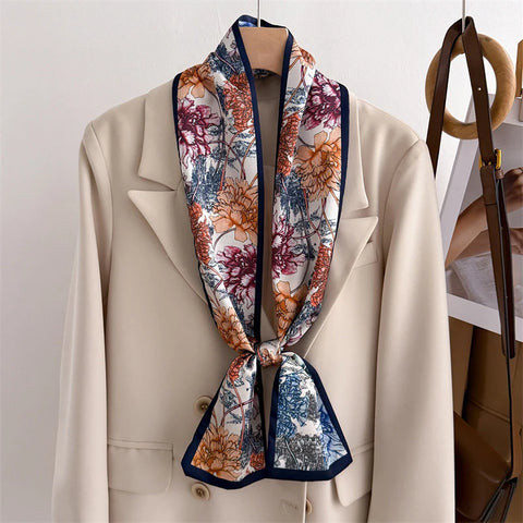 Luxury Long Narrow Small Silk Scarves for Women