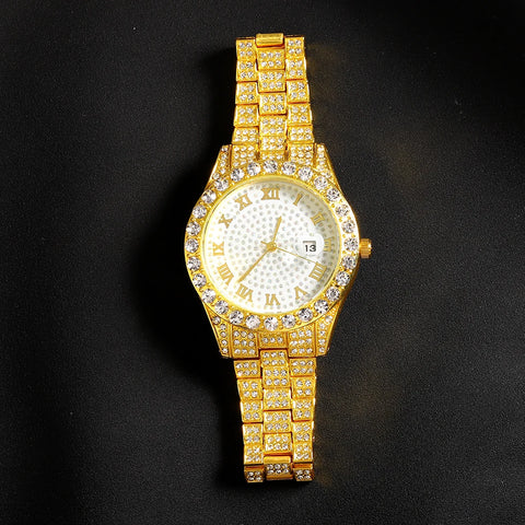 Popular Iced Out Watch Men Luxury Full Diamond Women Watches CZ Quartz Men's Watch