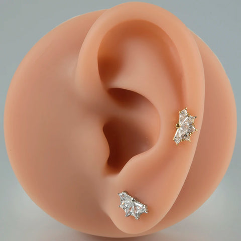 Zircon G23 Solid Titanium Cartilage Earrings Stud 16G Internally Threaded Cz Cluster Helix