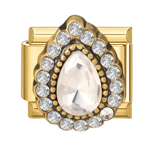 Golden Heart Butterfly Sun Flower Pearl Zircon Italian Charm Links