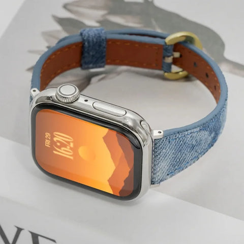 Denim Tie-Dye Strap for Apple Watch Band 49MM/44/40/41MM/38/42/45mm Women's Canvas Strap