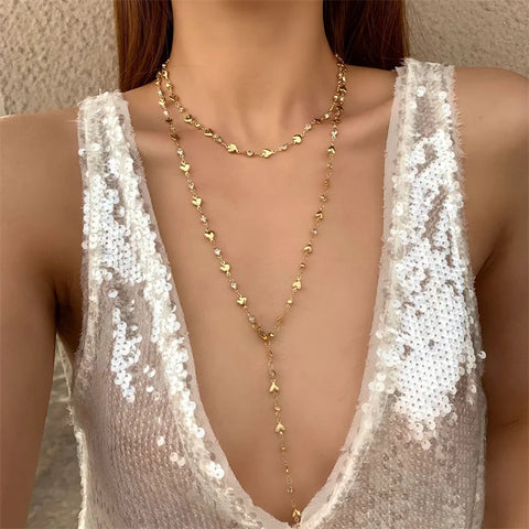 Sexy Long Y-Shaped Necklace for Women Y2K Aesthetic Metal Clavicle Chain