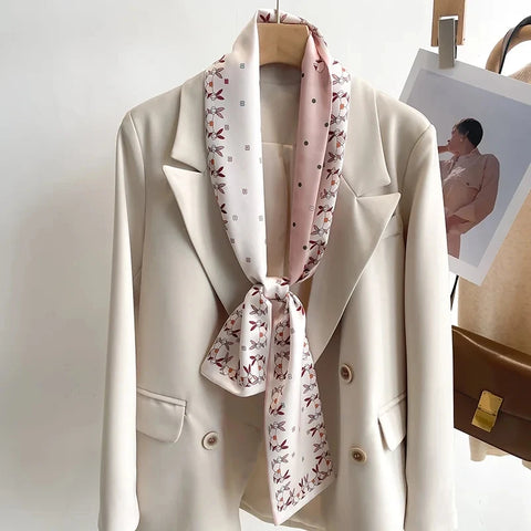 Women Fashion Luxury Long Narrow Small Silk Scarves Ladies Headband Headscarve