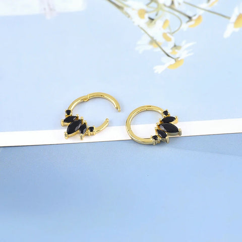 Sterling Silver Needle Multi-color Zircon Hoop Ring Luxury Crystal Piercing