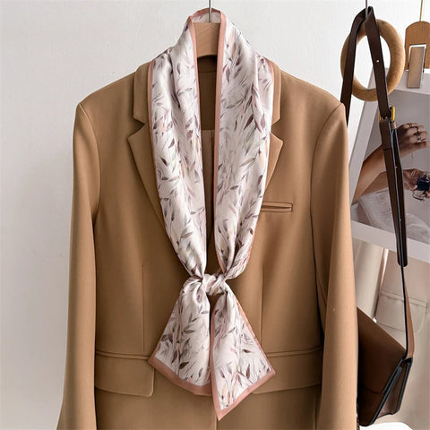 Luxury Long Narrow Small Silk Scarves for Women