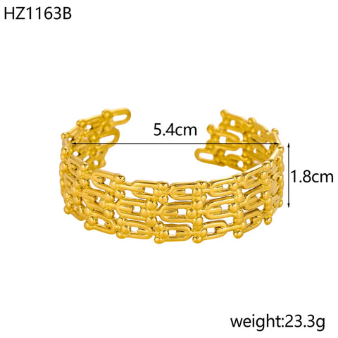 Unique Jewelry High Polish Hip Hop U Shape Horsehoe Bangle Set