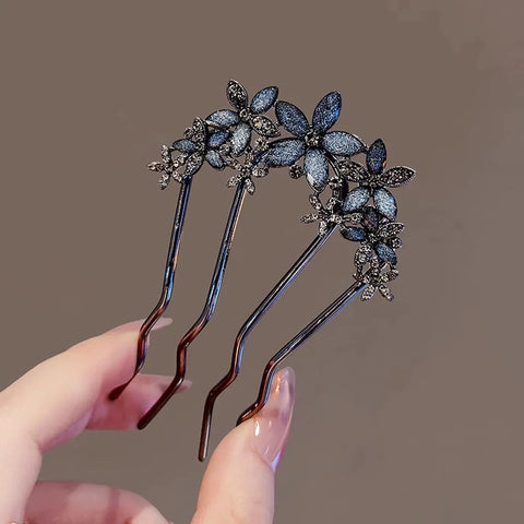 Women Elegant Style Metal Forks Vintage Pearl Hairpins