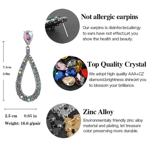 Hollow out Full Diamond Classic Designer Waterdrop Diamond Embedded Earrings