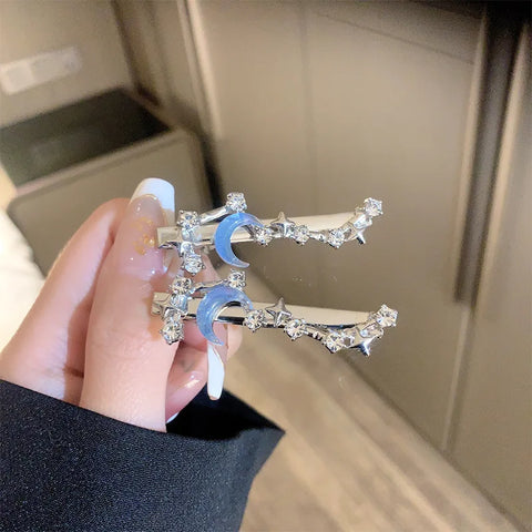 Rhinestone Moon Star Hair Clip