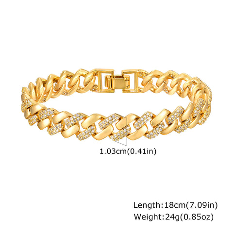 Paperclip Chain Bracelet 14K Gold Plated Cubic Zirconia Watch Strap