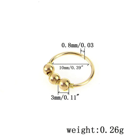 Sexy Rose Gold Silver Plated Round Hoop Beads Nose Ring Stud Nose Hoop Piercing