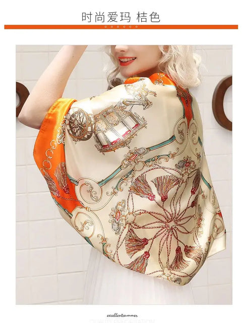 90*90cm Silk Scarf Scarftop Headwraps For Woman Fashion Four Seasons Hair Accessories