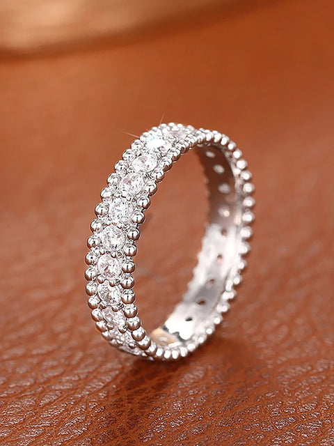 Sterling Silver Simple Classic Gorgeous Round Zircon Ring For Women Engagement Wedding