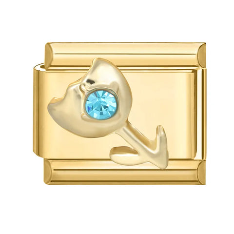 Golden Heart Butterfly Sun Flower Pearl Zircon Italian Charm Links