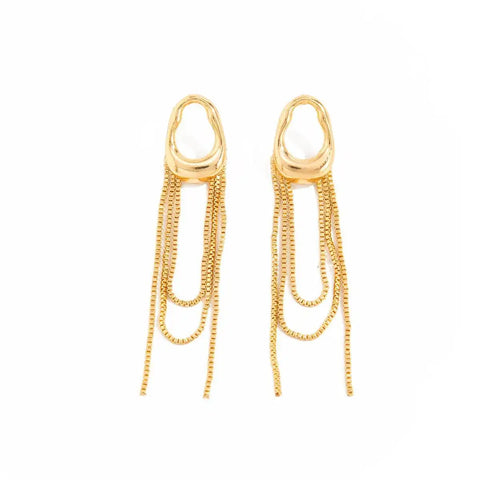 Salircon Luxury Elegant Metal Tassel Earring