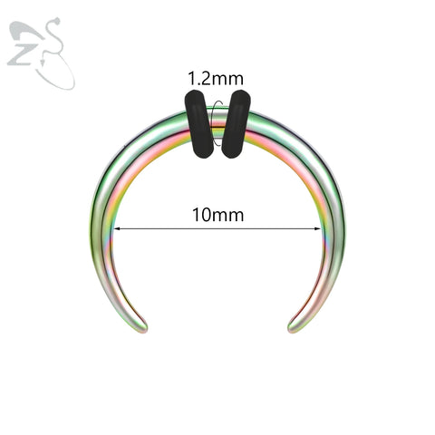 C Shape Buffalo Horn Nose Piercing Stainless Steel Pincher Septum Ring Punk