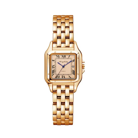 Women Stainless Steel Square Simple Design Men Quartz Watch Fashion Diamond