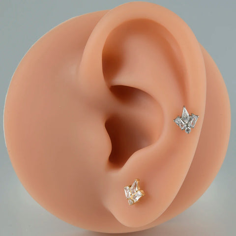 Zircon G23 Solid Titanium Cartilage Earrings Stud 16G Internally Threaded Cz Cluster Helix