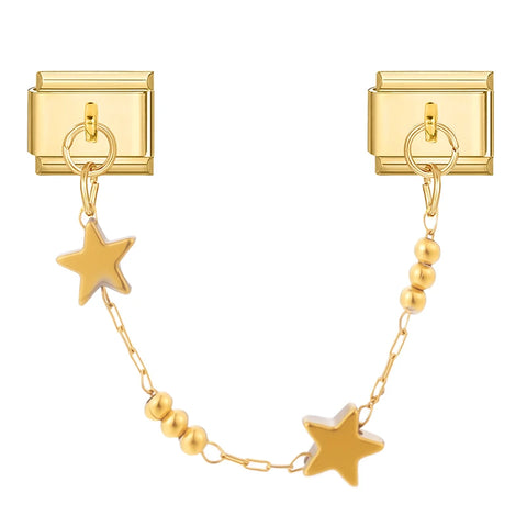 Golden Chain Heart Flowers Butterfly Charm Link