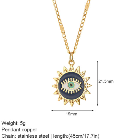 Heart Evil Blue Eye Sun Necklace for Women Cute Dog Bee Elephant Gold Color Pendant