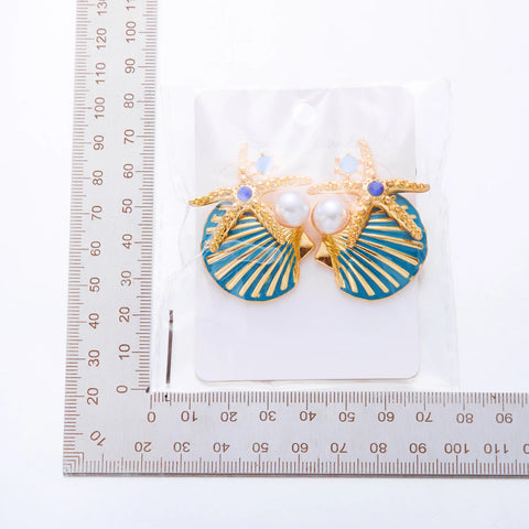 Starfish Shell Pearl Necklace for Women Summer Ocean Coral Scallop Pendant