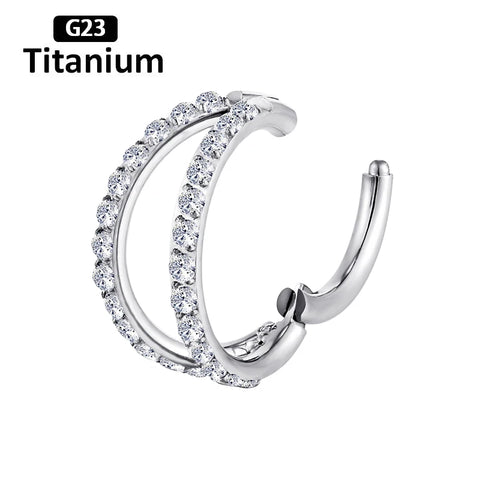 Titanium Piercing Hinged Segment Septum Hoop Nose Rings Clicker