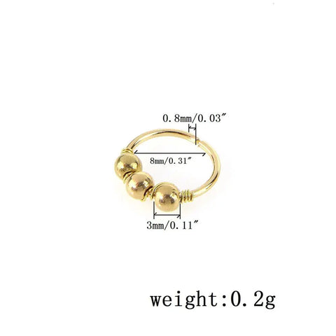 Sexy Rose Gold Silver Plated Round Hoop Beads Nose Ring Stud Nose Hoop Piercing