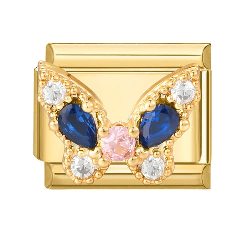 Golden Butterfly Leaf Moon Cat Flower Italian Charm Links