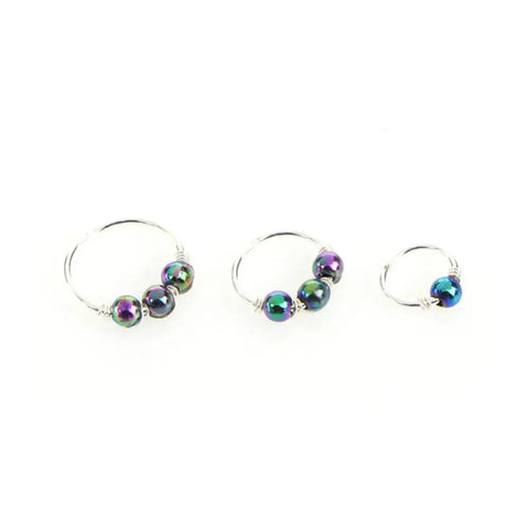 Sexy Rose Gold Silver Plated Round Hoop Beads Nose Ring Stud Nose Hoop Piercing